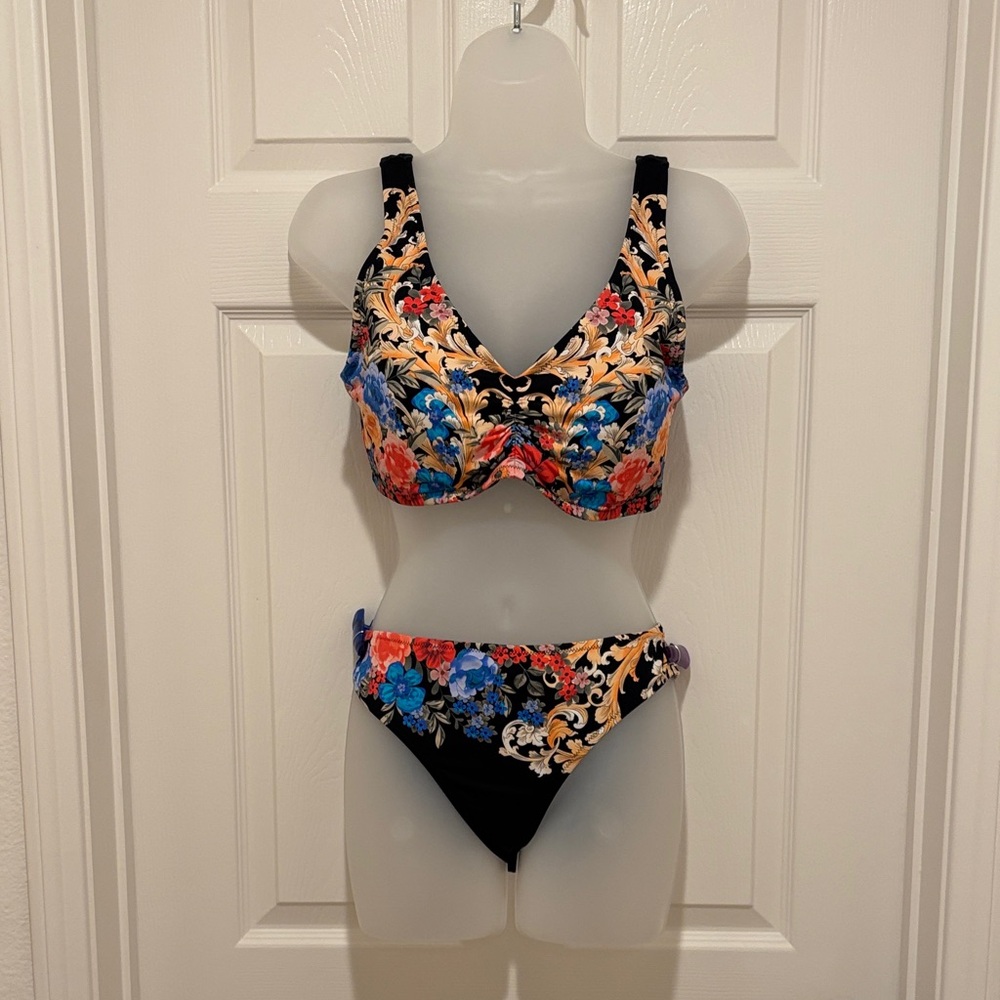 Johnny Was Black Floral Bikini. New. Never worn.